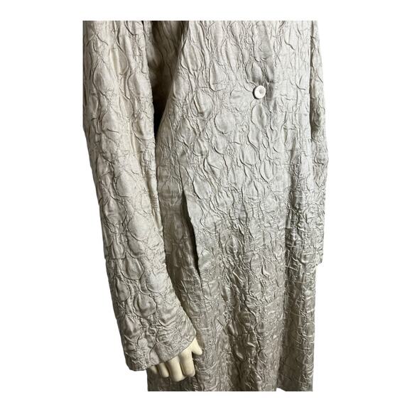 Eileen Fisher Tussah Silk One Button Overcoat Champagne Women's Size M Work - Picture 3 of 8